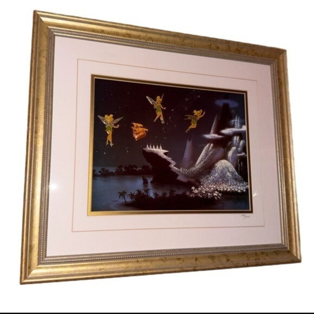 Disney Tinkerbell Framed Peter Pan Wall Art Night Flight Artwork Limited Edition